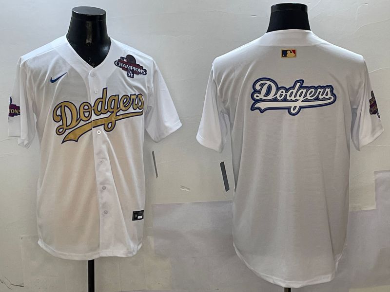 Men Los Angeles Dodgers Blank White Champion gold character 2025 Nike MLB Jersey style 13->los angeles dodgers->MLB Jersey